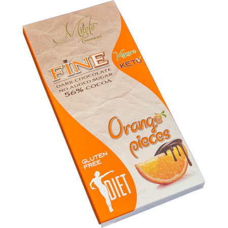 Ciocolata neagra dietetica cu portocale, 56% cacao