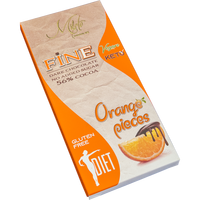 Ciocolata neagra dietetica cu portocale, 56% cacao, 80 g, Milete