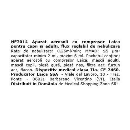 Aparat de aerosoli cu flux reglabil de nebulizare, NE2014, Laica 543447