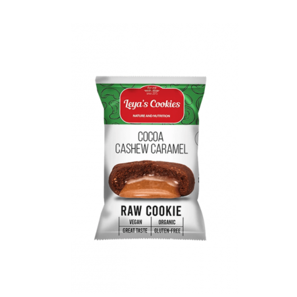 Biscuiti Bio cu Caju, Caramel si Cacao Leya's Cookies, 25 g, Leya's