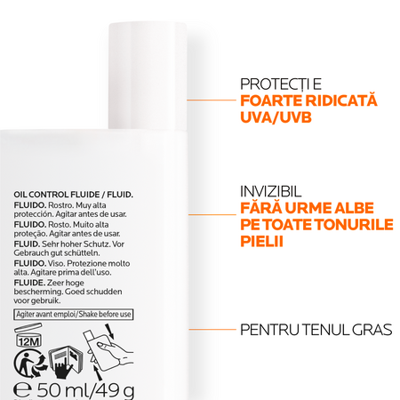 Fluid Oil Control cu SPF 50+ pentru fata Anthelios UVmune 400, 50 ml, La Roche-Posay 543618