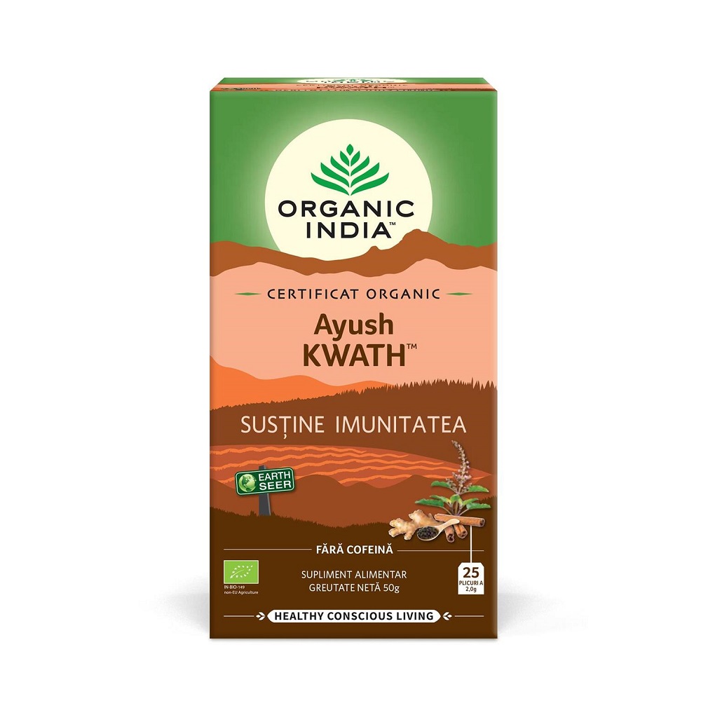 Ceai Bio Tulsi Ayush KWATH, 25 plicuri, Organic India