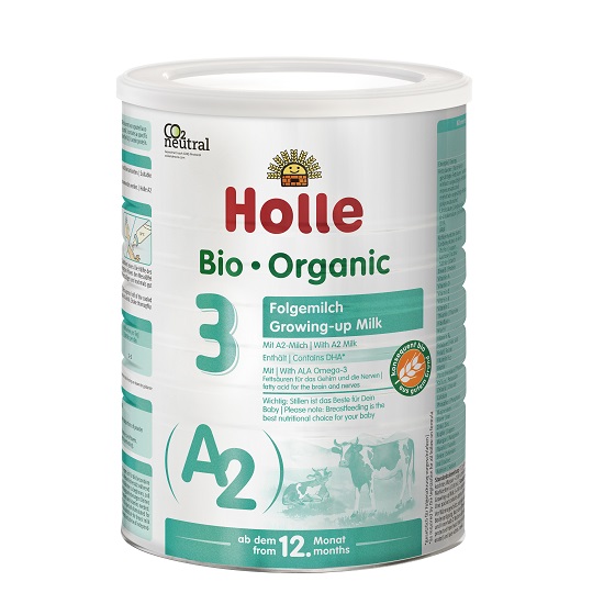 Lapte organic Bio de vaca Formula 3 A2, +12 luni, 800 gr, Holle