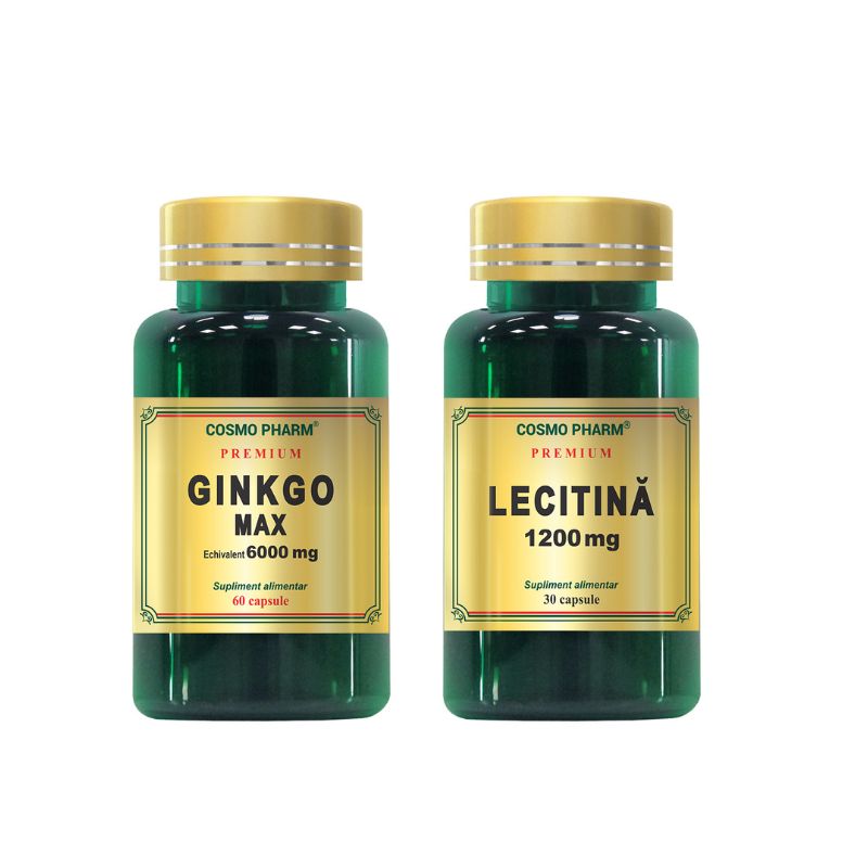 Ginkgo Max 6000 mg, 60 capsule + Lecitina 1200 mg, 30 capsule, Cosmopharm