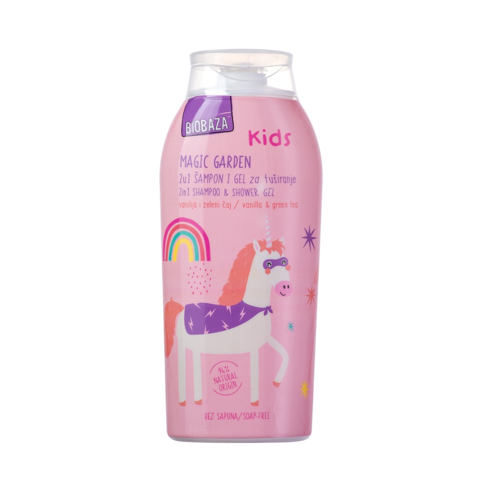 Sampon si gel de dus natural pentru copii Magic Garden, 250 ml, Biobaza