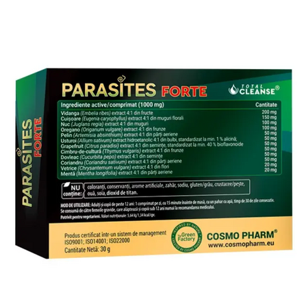 Parasites Forte, 30 comprimate, Cosmopharm 693768