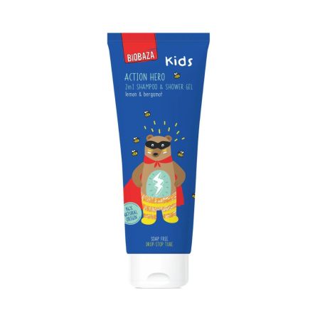 Sampon si gel de dus natural pentru copii Action Hero, 250 ml, Biobaza