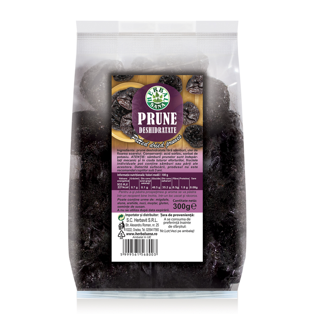 Prune deshidratate, 300 g, Herbal Sana