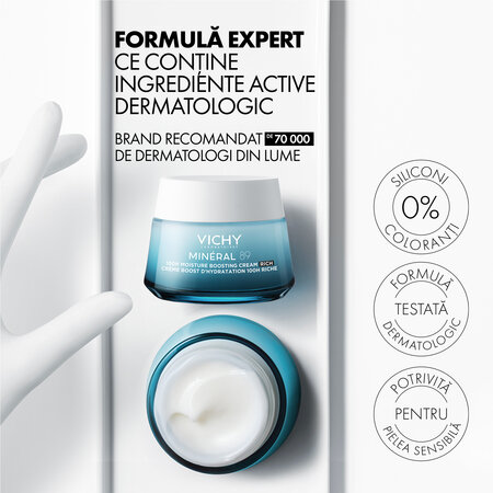 Crema intens hidratanta pentru ten uscat Mineral 89, 50 ml, Vichy 718839