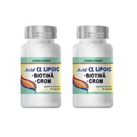 Pachet Acid Alfa Lipoic + Biotina + Crom, 30 + 30 capsule, Cosmopharm