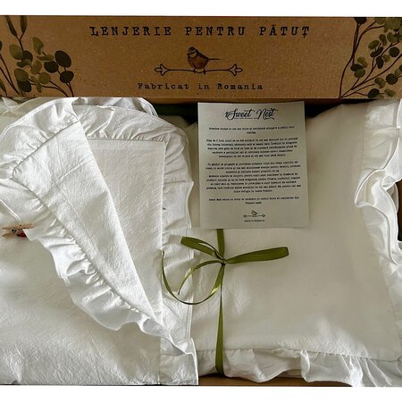 Set lenjerie pentru patut, 3 piese, Alb Premium, Sweet Nest 544813