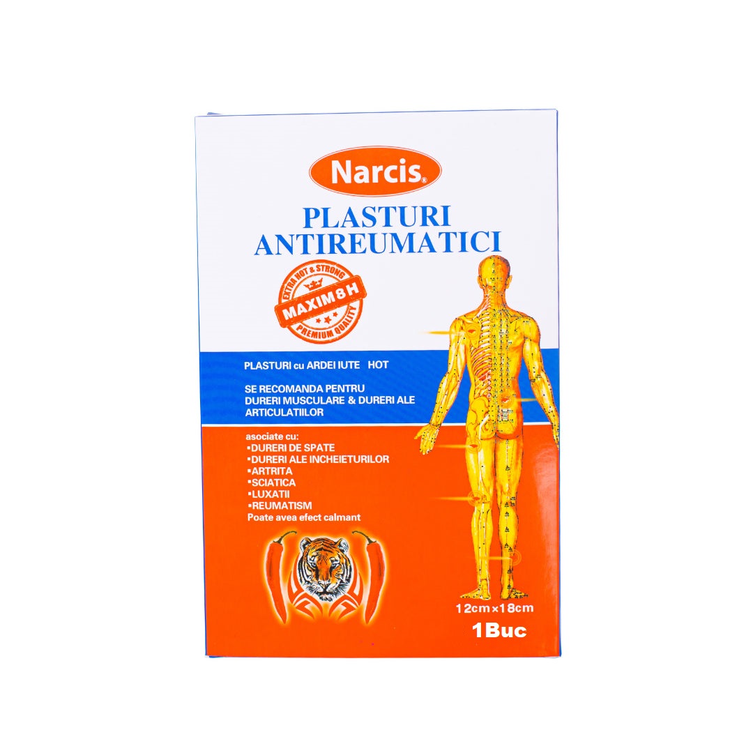 Plasture antireumatic cu ardei iute, 12 cm x 18 cm, 1 buc, Narcis