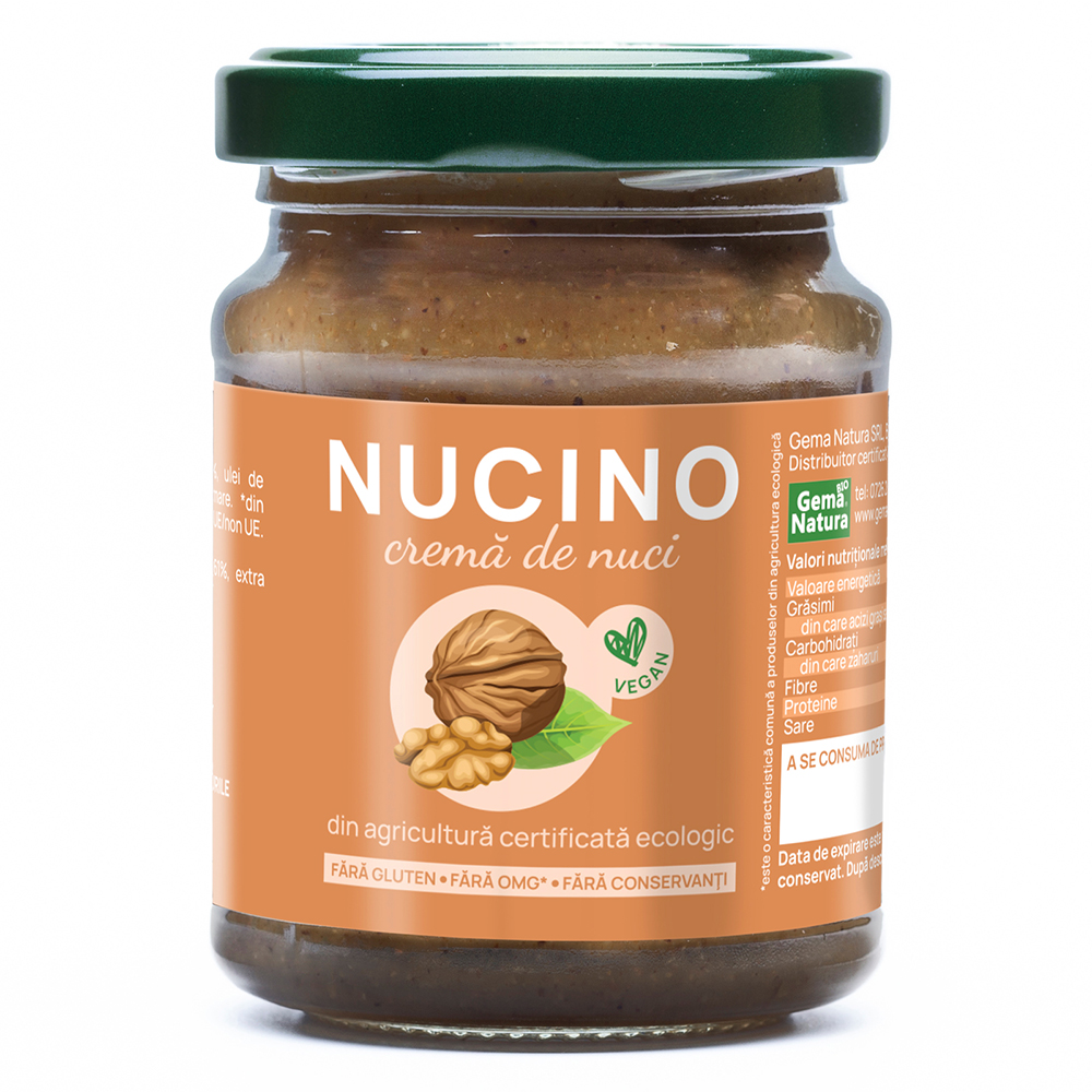 Nucino Crema de nuci Bio fara gluten, 120 g, Gema Natura