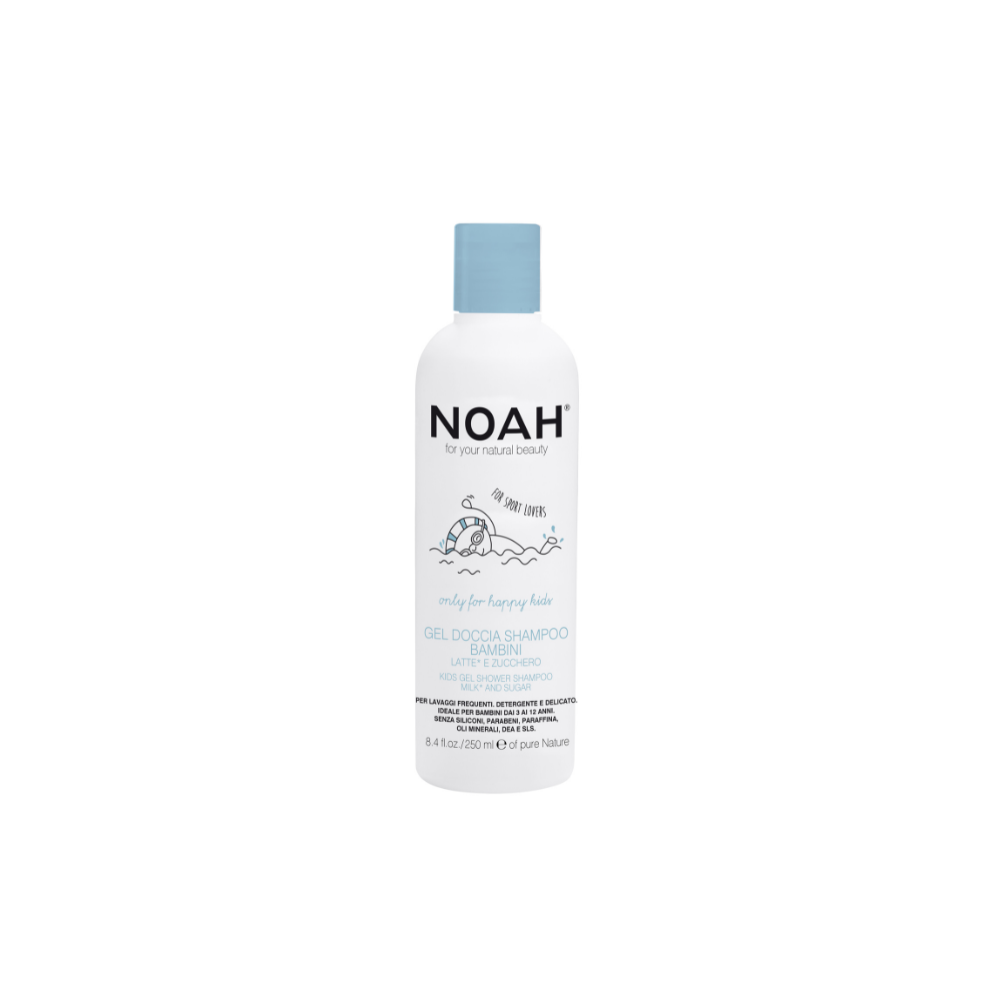 Gel de dus si sampon cu lapte & zahar pentru copii, + 3 ani, 250 ml., Noah