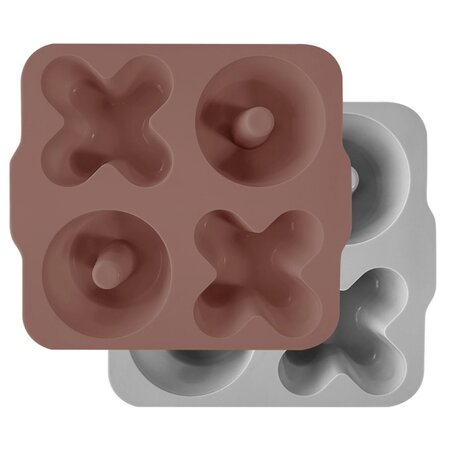 Set recipiente de gatit din silicon premium, Woody Brown - Powder Grey