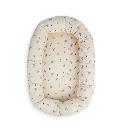 Babynest din bumbac organic, Swallow Blue, Filibabba 545340