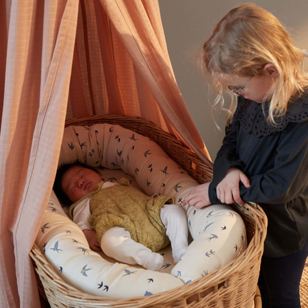 Babynest din bumbac organic, Swallow Blue, Filibabba 545337