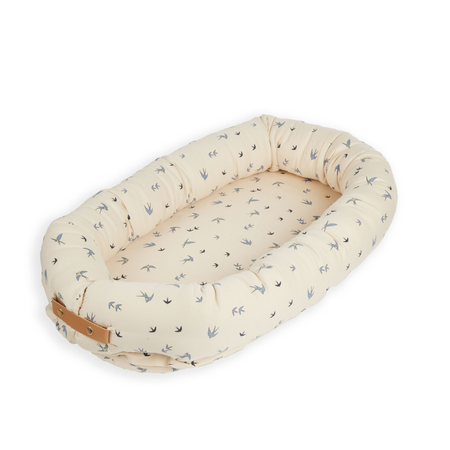 Babynest din bumbac organic, Swallow Blue