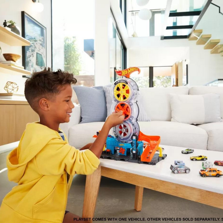 Set de joaca Hot Wheels City Vulcanizarea Super Twist, 4 ani+, Hot Wheels 545484