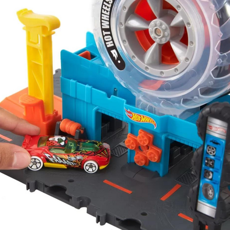 Set de joaca Hot Wheels City Vulcanizarea Super Twist, 4 ani+, Hot Wheels 545489