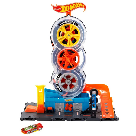 Set de joaca Hot Wheels City Vulcanizarea Super Twist, 4 ani+, Hot Wheels 545485