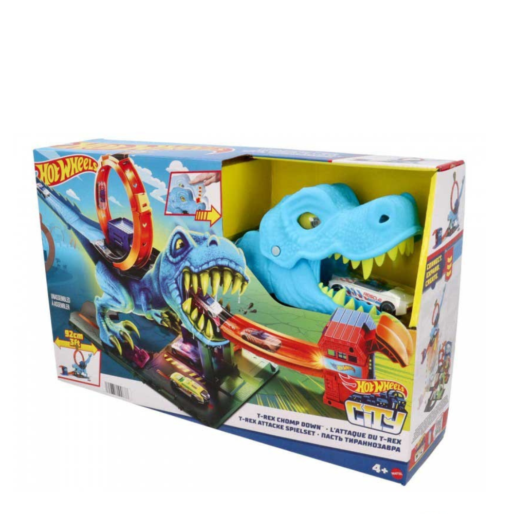 Set de joaca Hot Wheels Pista T-rex cu masina, 4 ani+, Hot Wheels