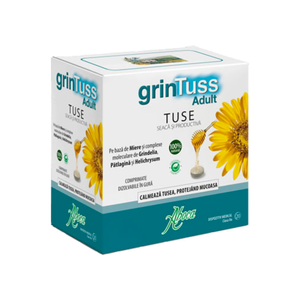 GrinTuss Adult pentru tuse seaca si productiva, 20 comprimate, Aboca