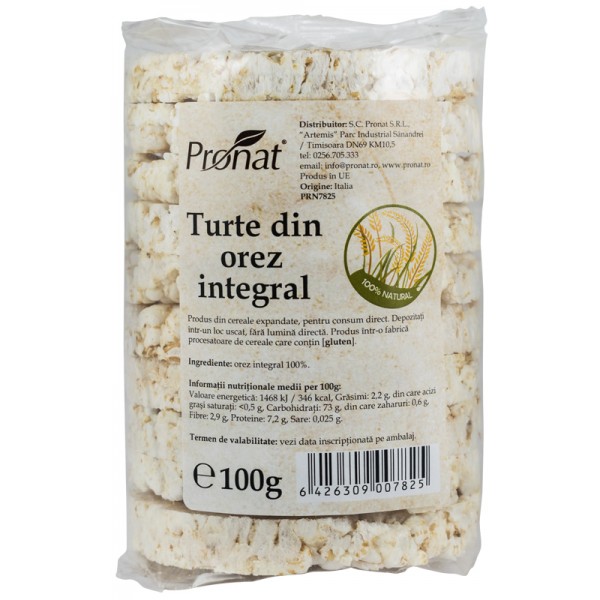 Turte din orez integral, 100 gr, Pronat