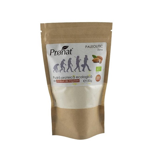 Pudra proteica bio din samburi de migdale, 150 gr, PRN1154, Pronat