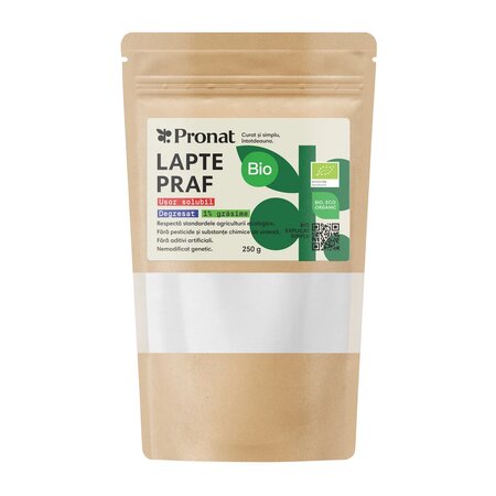 Lapte praf degresat Bio, 1% grasime, 250 g, Pronat