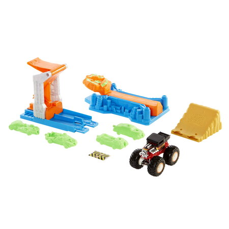 Monster Truck lansator si masina, 4-8 ani, Hot Wheels 546047