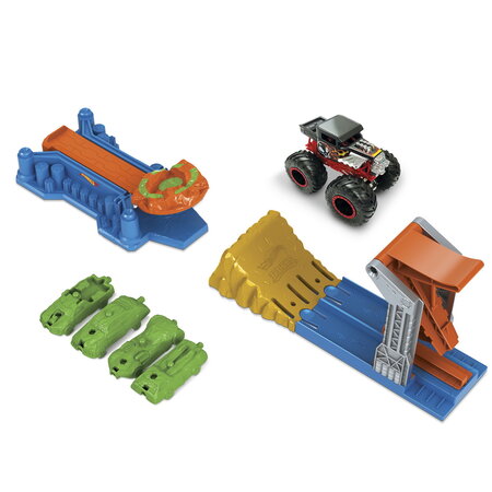 Monster Truck lansator si masina, 4-8 ani, Hot Wheels 546048