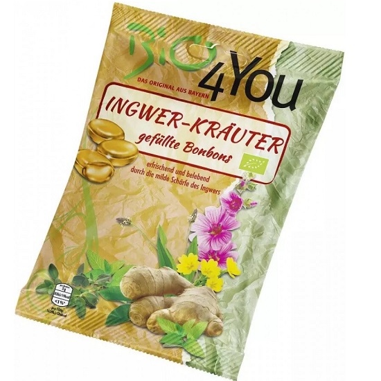 Bomboane Bio cu ghimbir si plante medicinale, 75 gr, Bio4You