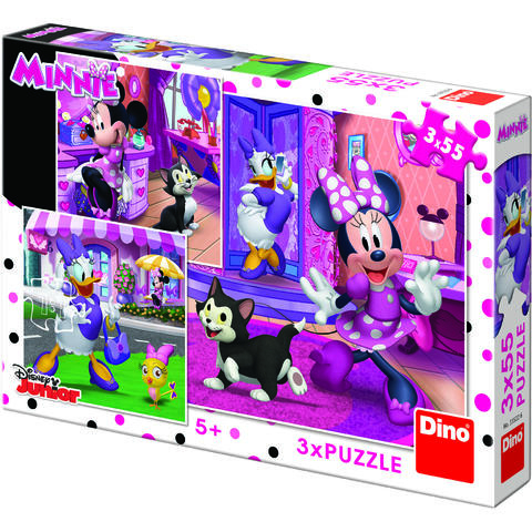 Puzzle 3 in 1 O zi cu Minnie, 5 ani+, 55 piese, Dino Toys