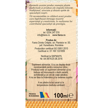 Sirop imunitate cu miere, 100 ml, Fares 720874