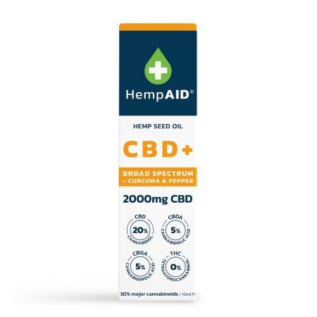 Ulei de canepa cu, 2000 mg CBD, 500 mg CBDA, 500 mg CBGA, 200 mg Curcuma, 5 mg Piper Negru