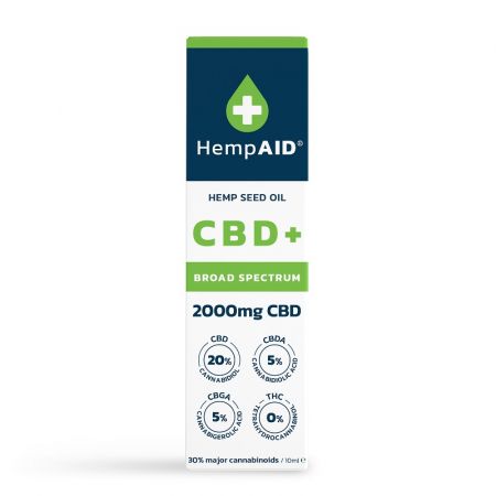 Ulei de canepa cu 2000 mg CBD, 500 mg CBDA, 500 mg CBGA, 10 ml, HempAID