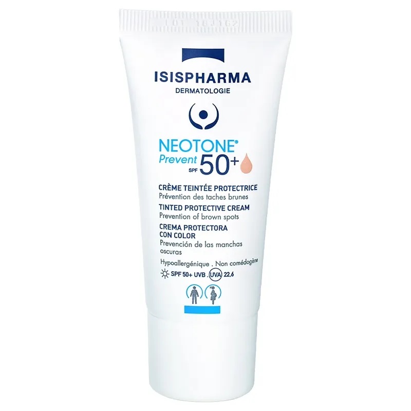 Crema nuantatoare preotectoare cu  SPF50+ Neotone Prevent, 30 ml, Isispharma