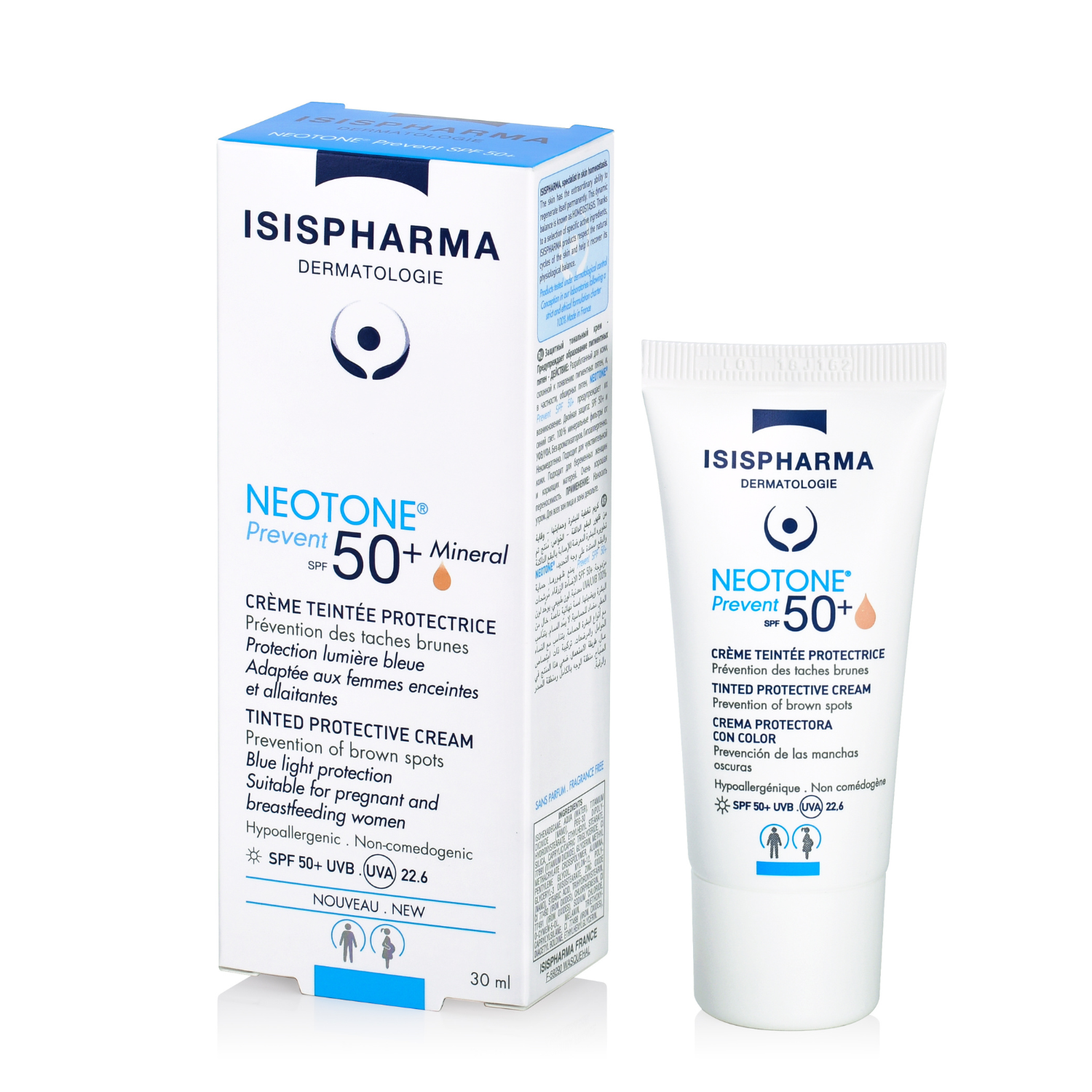 Crema nuantatoare preotectoare cu  SPF50+ Neotone Prevent, 30 ml, Isispharma