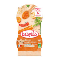 Piure Bio Meniu din legume, quinoa si carne de pui, +12luni, 2X200g, BabyBio