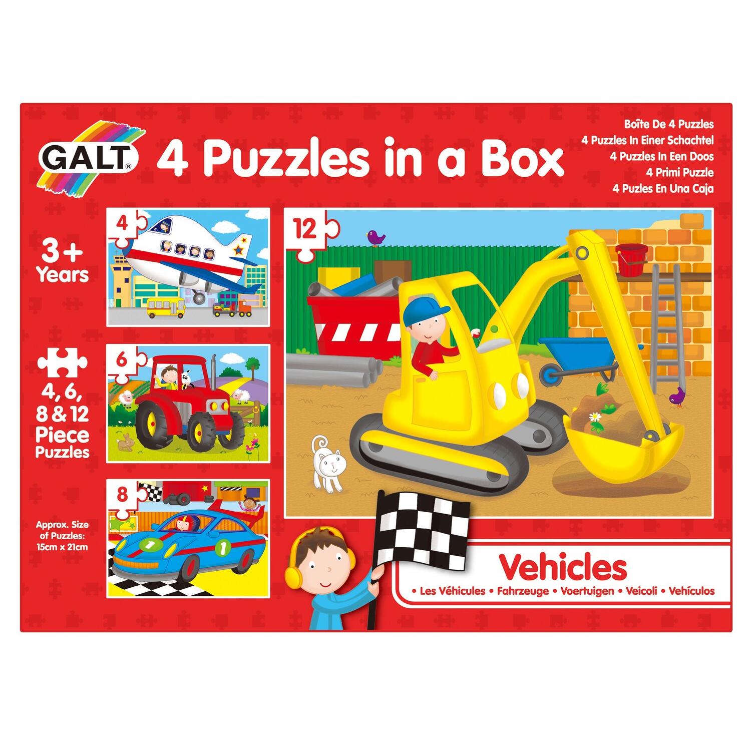 Set 4 puzzle Vehicule, +3 ani, 30 piese, Galt