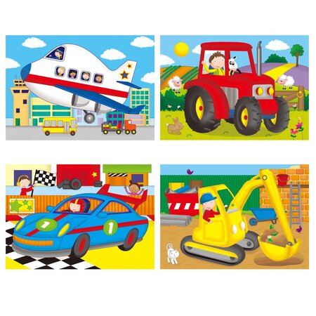 Set 4 puzzle Vehicule, +3 ani, 30 piese, Galt 546486