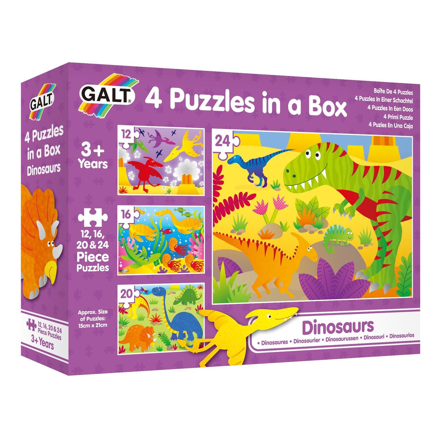 Set 4 puzzle Dinozauri, +3 ani, 72 piese, Galt