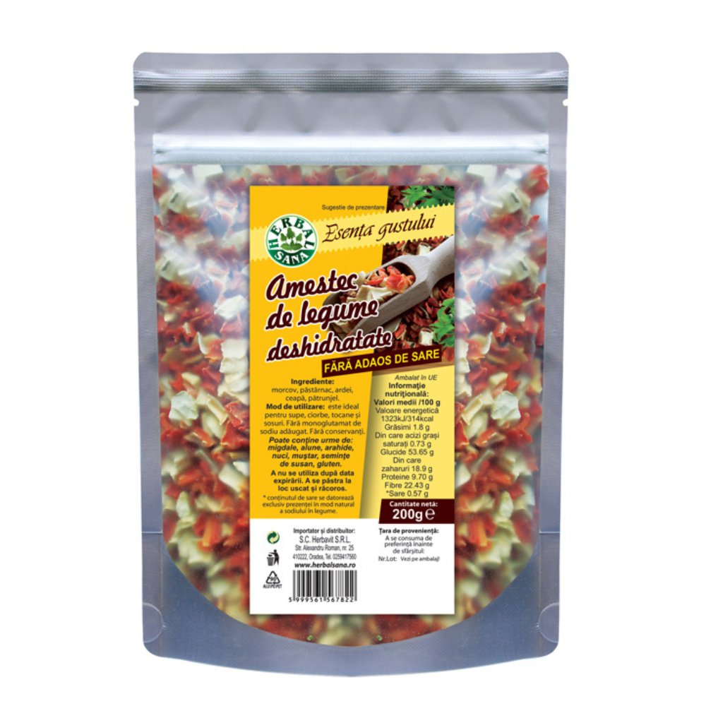 Amestec de legume deshidratate fara sare, 200 g, Herbal Sana