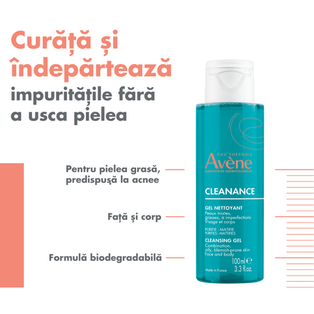 Gel de curatare pentru tenul gras cu tendinta acneica Cleanance, 100 ml, Avene 647018