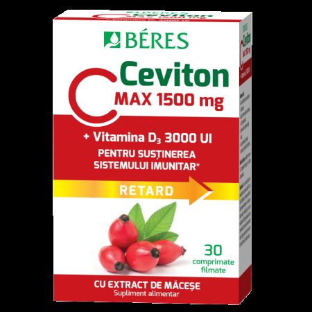 Vitamina C 1500 mg + Vitamina D3 3000 UI, Ceviton, 30 comprimate filmate, Beres 730832