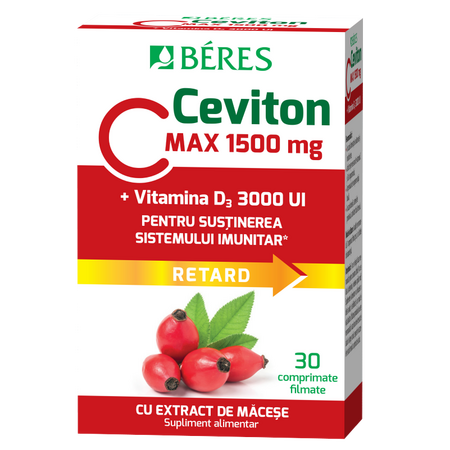 Vitamina C 1500 mg + Vitamina D3 3000 UI, Ceviton, 30 comprimate filmate, Beres 730832