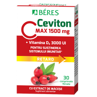 Ceviton Max, Vitamina C 1500 mg + Vitamina D3 3000 UI, 30 comprimate filmate, Beres