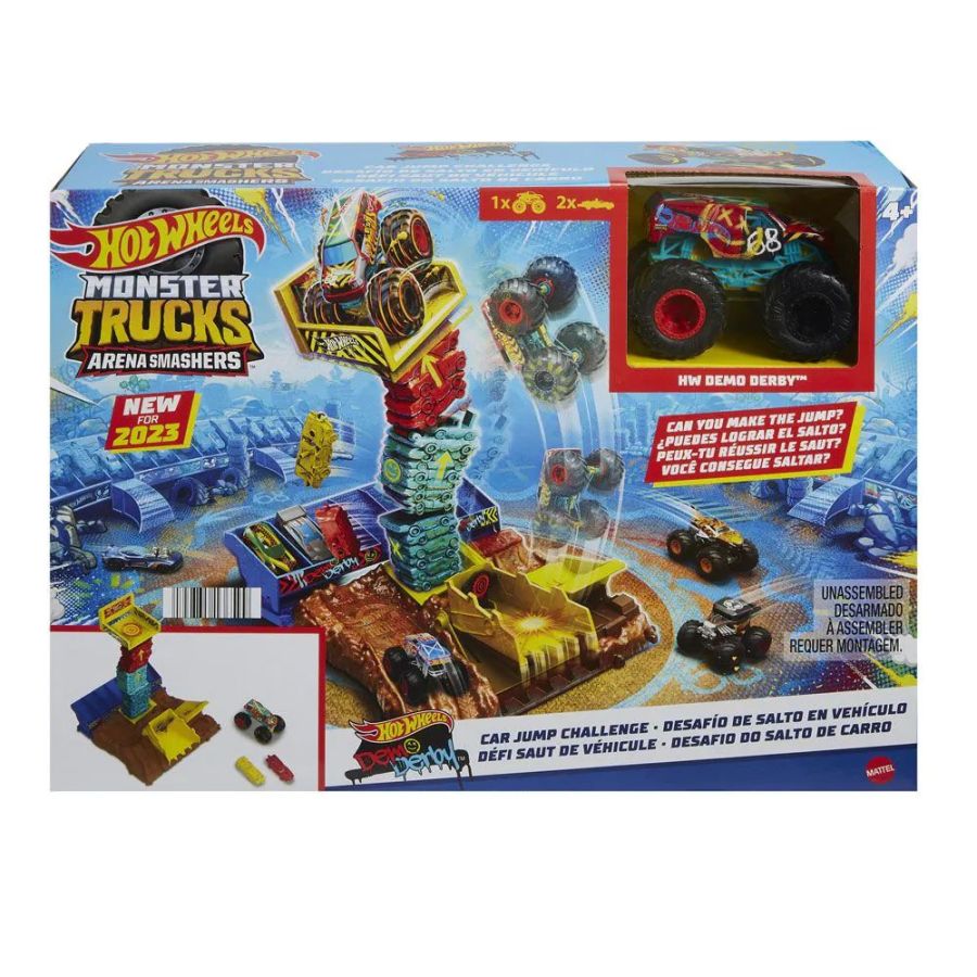 Pista cu lansator si masinuta Monster Trucks Arena Smashers, Hot Wheels