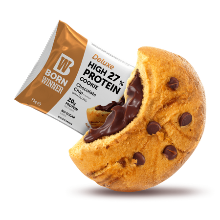 Biscuiti proteici cu chips de ciocolata Deluxe, 75 g, Born Winner 547310